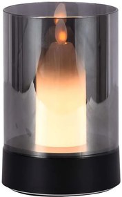 V-TAC Επιτραπέζιο Φωτιστικό Κερί LED 2W 110lm 360° IP20 Επαναφορτιζόμενο Touch Dimmable Μαύρο με Smoky Γυαλί 10567