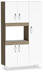 Intrahome Ντουλάπα κουζίνας OLYMPUSA Intrahome χρώμα λευκό-καρυδί 89x37.5x160εκ | SKU: INTRAPA-231111114