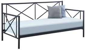 Κρεβάτι Μονό ArteLibre JASMINE Μαύρο Μέταλλο 208x97.6x100cm (Στρώμα 90x200cm)