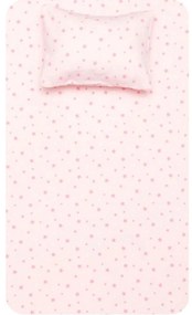 Borea Σεντόνι Φανελένιο Σετ Αστεράκια Ροζ 160 x 240 cm + 50 x 70 cm Ροζ