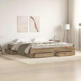 vidaXL Κρεβάτι με Συρτάρια Artisan Oak 180x200 cm Επεξεργασμένο Ξύλο