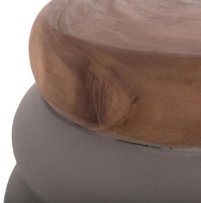 Τραπεζάκι Σαλονιού Βοηθητικό PUFFAT Fiber Cement Γκρί - Ξύλο Teak Top Φ45x46Υεκ. 45x45x46 εκ.