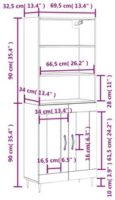 Ντουλάπι Μαύρο 69,5x34x180 εκ. από Επεξεργασμένο Ξύλο - Μαύρο