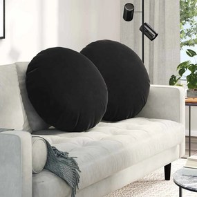 vidaXL Μαξιλάρια καθισμάτων 2 pcs Μαύρο Ø60 x 21 εκ Βελούδο