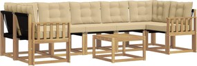 vidaXL Σειρά Καναπέ Εξωτερικού με μαξιλάρι 8 pcs Λευκό και Μπεζ