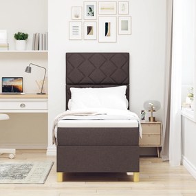vidaXL Κρεβάτι Box Spring με Στρώμα & LED Σκούρο Καφέ 80x200 εκ.