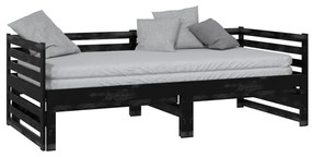 vidaXL Καναπές Κρεβάτι Μαύρος 2 x (90 x 200) εκ. από Μασίφ Ξύλο Πεύκου