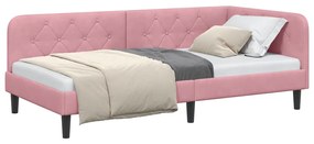 vidaXL Κρεβάτι Γωνίας με κεφαλάρι Ροζ 100 x 200 cm Βελούδο