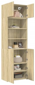 Ραφιέρα με Ντουλάπια Sonoma Δρυς 70x42,5x225 εκ. Επεξ. Ξύλο - Καφέ