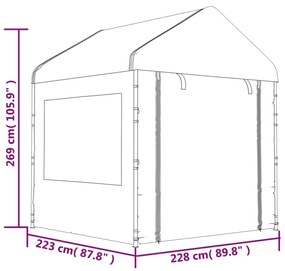 Κιόσκι με Τέντα Λευκό 11,15 x 2,28 x 2,69 μ. από Πολυαιθυλένιο - Λευκό