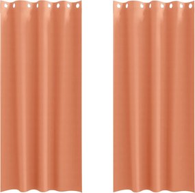 vidaXL Κουρτίνες Μαύρης Ύφανσης με Δαχτυλίδια 2 pcs Τερακότα