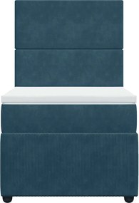 vidaXL Κρεβάτι Boxspring με Στρώμα Μπλε 80 x 200 εκ. Βελούδινο