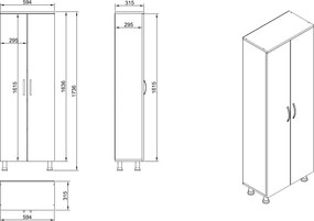 Ντουλάπι Μπάνιου - Κουζίνας Arizona - Χρώμα Λευκό -59,4x31x161.5εκ