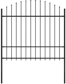 vidaXL Φράχτης Κήπου με Κορυφή Δόρυ από Ατσάλι 181 x 175 εκ. Μαύρος