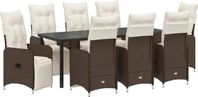 vidaXL Σέτ φαγητού για κήπο 9 pcs Καφέ συνθετικό ρατάν