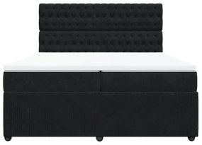 vidaXL Κρεβάτι Boxspring με Στρώμα Μαύρο 200x200 εκ. Βελούδινο