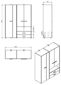 Ντουλάπα Leon 4K2FO Artisan Oak 161x55x205.5 εκ. 161x55x205.5 εκ.