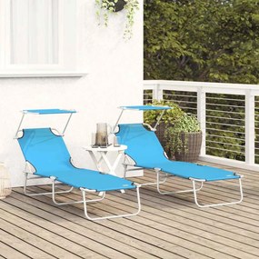 vidaXL Ξαπλώστρα 2 pcs Λαμπερό Μπλε 58 x 188 x 77 εκ. Πολυεστέρας