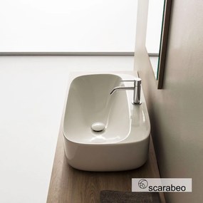 Scarabeo Moon Επικαθήμενος Νιπτήρας Πορσελάνης 72x42εκ White