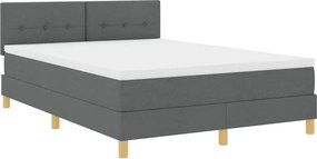 vidaXL LED Κρεβάτι με βάθρο Σκούρο Γκρι 140 x 190 cm ύφασμα