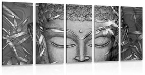 Λεπτομέρεια εικόνας 5 μερών Βούδας σε ασπρόμαυρο - 100x50
