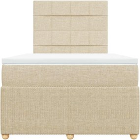 vidaXL Κρεβάτι Boxspring με Στρώμα Κρεμ 120x200 εκ. Υφασμάτινο