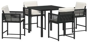 vidaXL Σέτ φαγητού για κήπο 5 pcs Μαύρο συνθετικό ρατάν