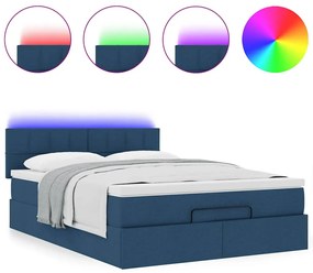 ΟΘΩΜΑΝΙΚΟ ΚΡΕΒΑΤΙ ΜΕ ΣΤΡΩΜΑ &amp; LEDS ΜΠΛΕ 140X190CM ΎΦΑΣΜΑ 3312311