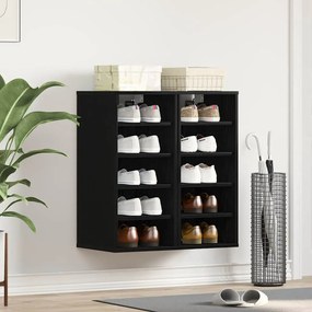 vidaXL Ντουλάπα Παπουτσιών 2 τεμ Μαύρη Δρυς 32x35x70 εκ Επεξεργασμένο Ξύλο