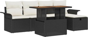 vidaXL Σετ Καναπέ Κήπου με μαξιλάρι 6 pcs Μαύρο συνθετικό ρατάν