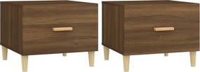 vidaXL Τραπεζάκια Σαλονιού 2 τεμ Brown Oak 50x50x40 εκ Επεξ. Ξύλο