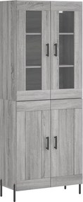 vidaXL Ντουλάπι Γκρι Sonoma 69,5 x 34 x 180 εκ. Επεξεργασμένο Ξύλο