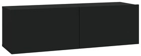 vidaXL Έπιπλα Τηλεόρασης Τοίχου 4 τεμ. Μαύρα 100 x 30 x 30 εκ.