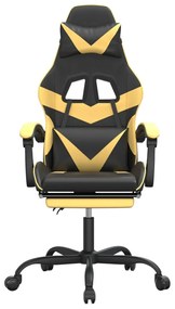 vidaXL Καρέκλα Gaming Μασάζ Υποπόδιο Μαύρο/Χρυσό από Συνθετικό Δέρμα