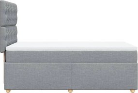 vidaXL Κρεβάτι Boxspring με Στρώμα Ανοιχτό Γκρι 90x190 εκ. Υφασμάτινο