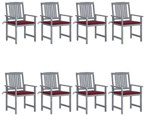 vidaXL Καρέκλες Κήπου 8 τεμ. Γκρι από Μασίφ Ξύλο Ακακίας με Μαξιλάρια