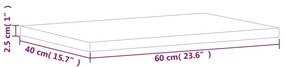 Πάγκος Μπάνιου 60x40x2,5 εκ. από Μασίφ Ξύλο Οξιάς - Καφέ