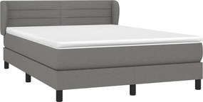 vidaXL Κρεβάτι Boxspring με Στρώμα Σκούρο Γκρι 140x200 εκ Υφασμάτινο