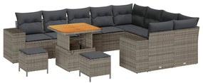 vidaXL Σετ Καναπέ Κήπου 12 pcs Γκρι συνθετικό ρατάν