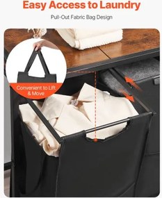 VEVOR 4 Section Laundry Sorter with Pull-Out Bags Metal Frame &amp; Wooden Tabletop