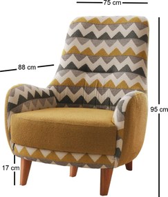 Πολυθρόνα Πολύχρωμο ZIKZAK 88x75x95