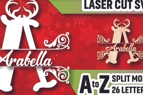 Σετ των 2 Intra απο ξύλο plywood 3mm-4mm πάχος Christmas Split Monogram Cut Δίασταση 15x15 cm INTRAFABR-105150500