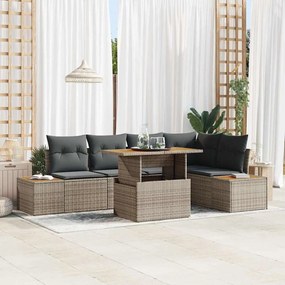 vidaXL Σετ Καναπέ Κήπου με αποθήκευση 6 pcs Γκρι Πολυ ράταν