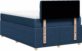 vidaXL Κρεβάτι Boxspring με Στρώμα Μπλε 120x190 εκ. Υφασμάτινο