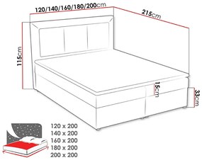 Κρεβάτι continental Pomona 112, Διπλό, Continental, Ανοιχτό καφέ, 140x200, Ταπισερί, Τάβλες για Κρεβάτι, 140x215x115cm, 139 kg, Στρώμα: Ναι