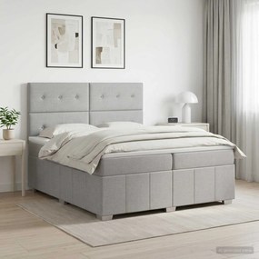 vidaXL Κρεβάτι box spring με στρώμα Ανοιχτό γκρι 200 x 200 cm Ύφασμα