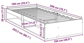 ΚΡΕΒΑΤΙ ΗΜΕΡΑΣ ΧΩΡΙΣ ΣΤΡΩΜΑ 100X200 CM ΣΤΕΡΕΟ ΞΥΛΟ ΠΕΥΚΟ 859238