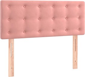 vidaXL Κρεβάτι Boxspring με Στρώμα Ροζ 90x200 εκ. Βελούδινο