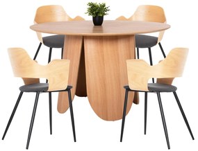 DINING SET 5PCS  TABLE DENTY &amp; 4 CHAIRS VELP (OAK-GREY)