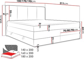 Επενδυμένο κρεβάτι Point-Ekrou-160 x 200